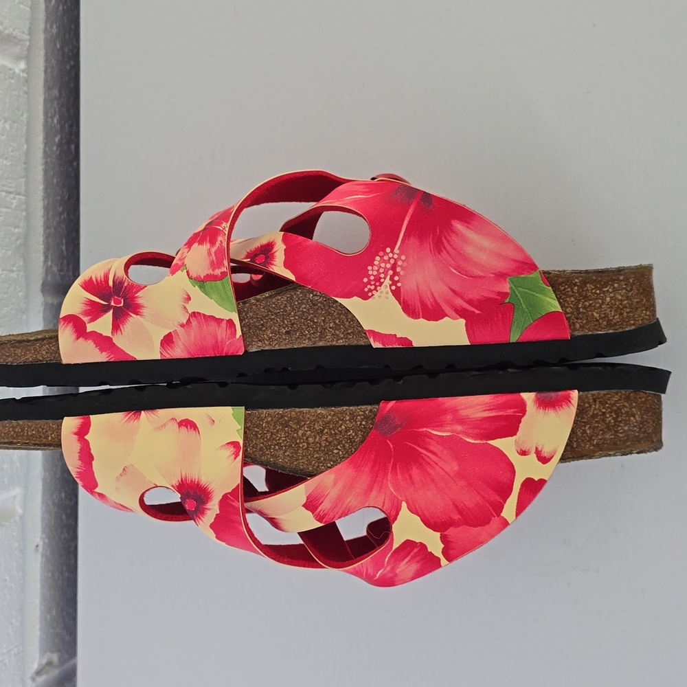 Birkenstock Floral Red Pink Sandals - Picture 9 of 10